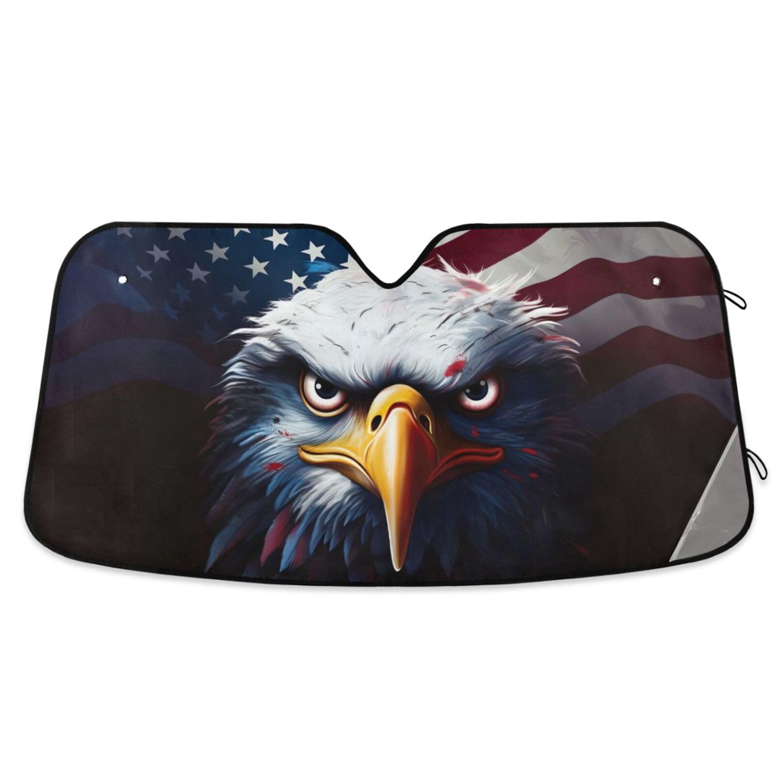 ODAWA Auto Windschutzscheibe Sonnenschutz Amerikanische Flagge Faltbarer Sonnenschutz blockiert UV-Strahlen und schützt Ihr Auto, American Flag Bald Eagle von ODAWA