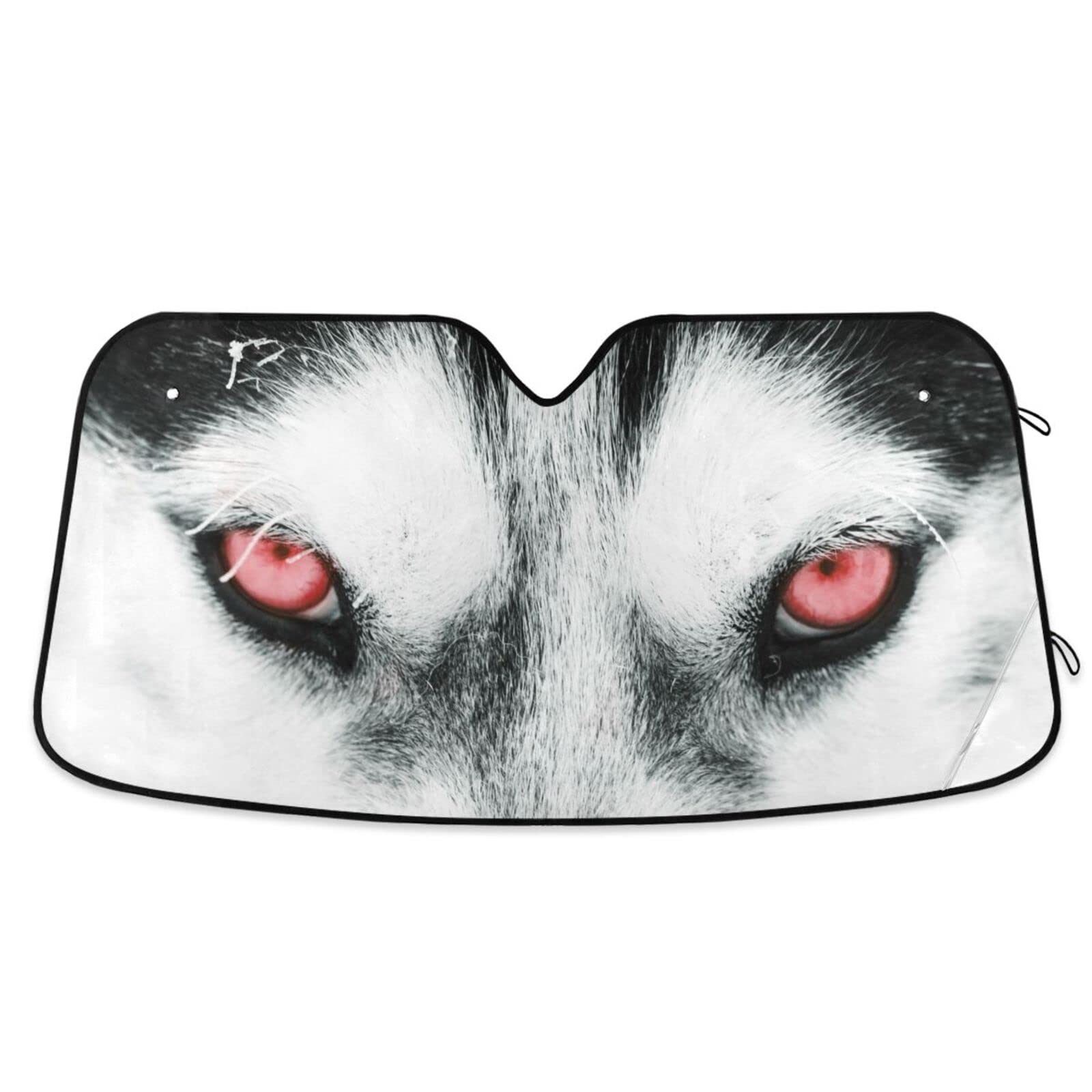 Windschutzscheiben-Sonnenschutz für Auto, rote Augen, Husky, Hund, faltbar, blockiert UV-Strahlen, hält das Fahrzeug kühl Windschutzscheiben-Sonnenschutz für Auto, rote Augen, Husky, Hund, faltbar, blockiert UV-Strahlen, hält das Fahrzeug kühl von ODAWA