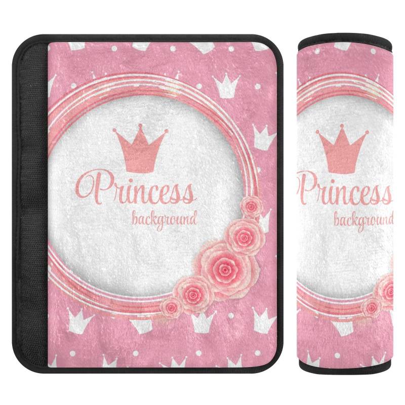 ODAWA Rosa Prinzessin Krone Autositzgurt-Bezüge Autositz Nackenschutz Schultergurt Pad 2 Pack 6.5x6.5 Zoll von ODAWA