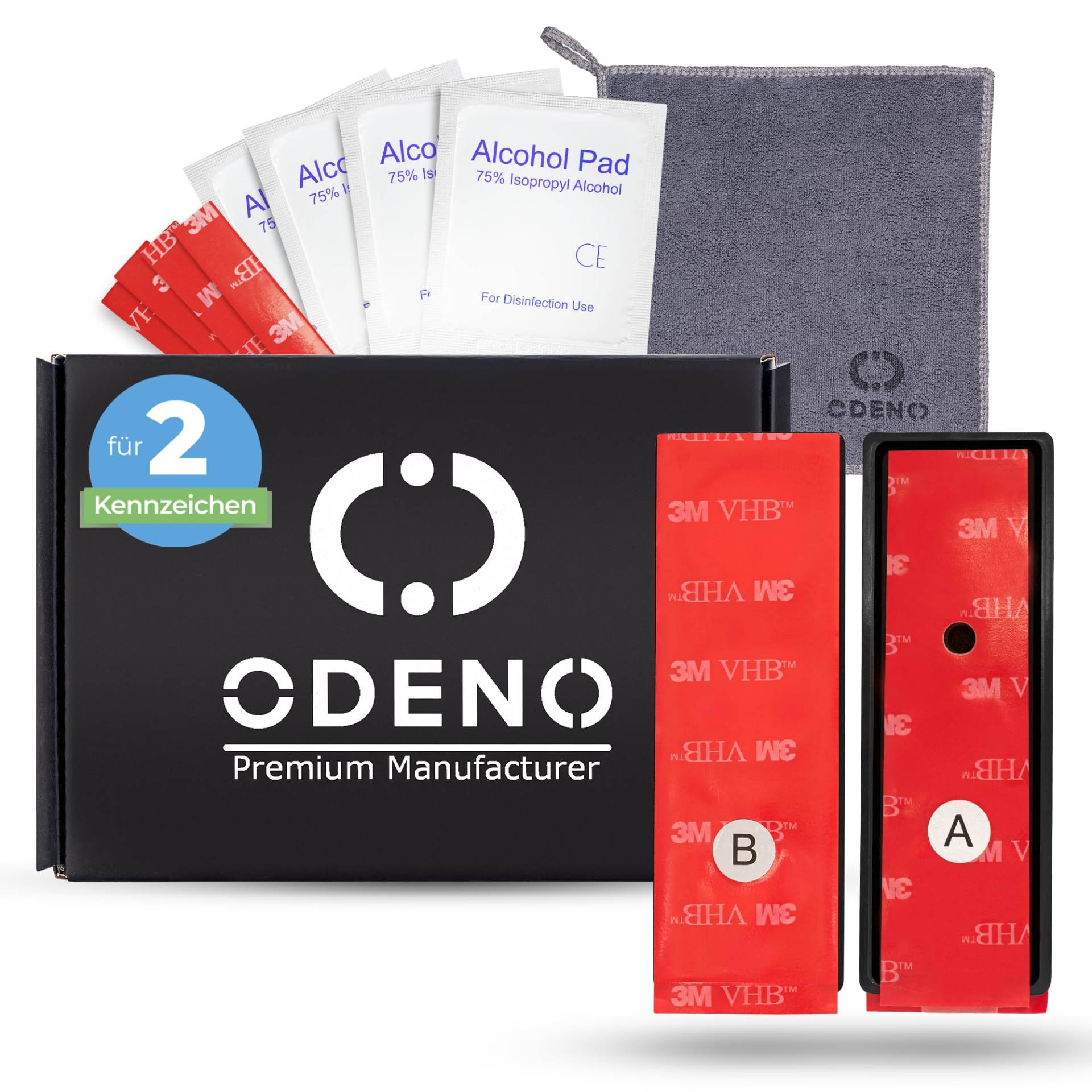 ODENO® Magnet Kennzeichenhalter im Set für 2 Kennzeichen - für jedes Kennzeichen und Auto - rahmenlose Nummernschildhalter für Deutschland und Österreich von ODENO