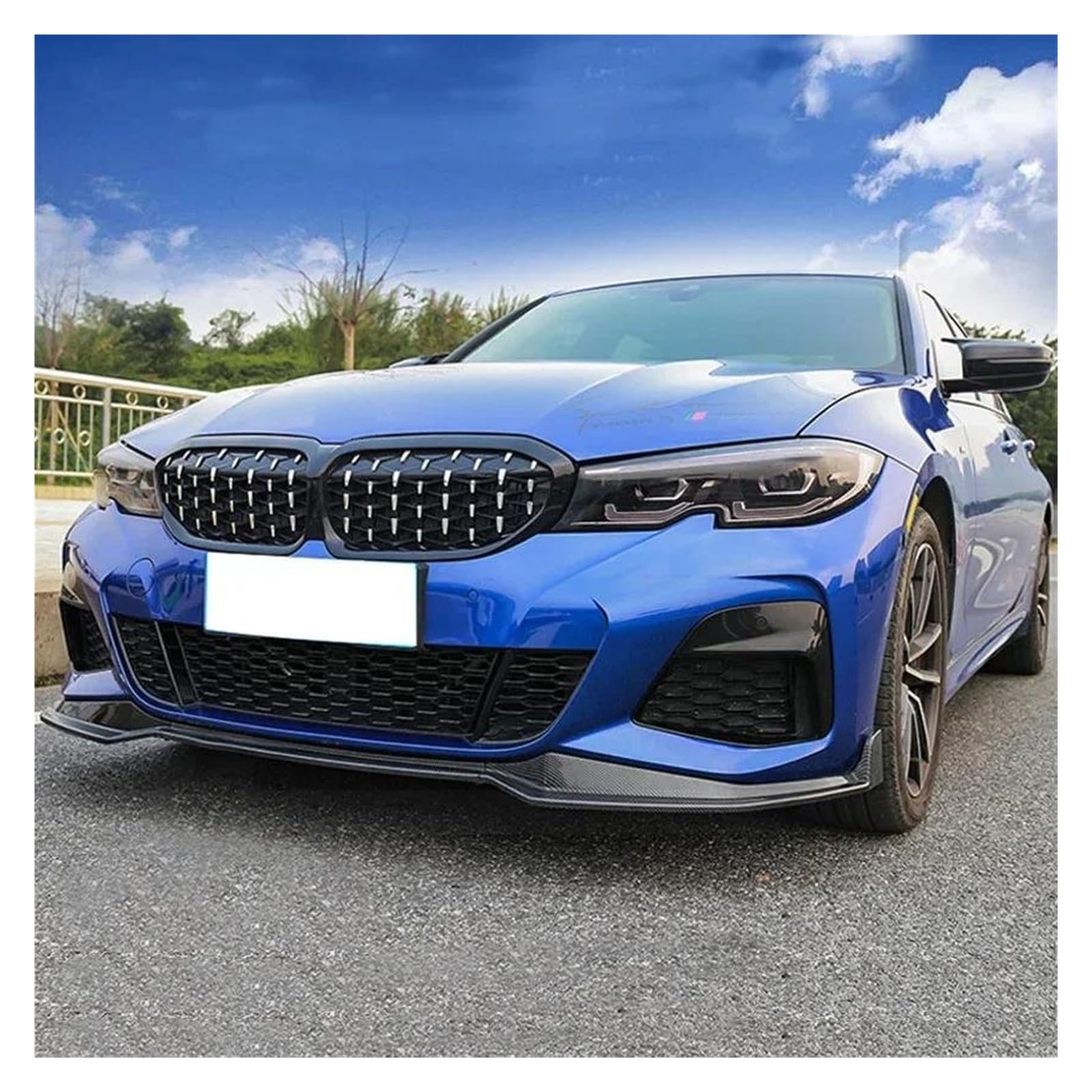 Frontspoiler 3PCS Für G20 G28 Pack 320i 330i M340i 2020 2021 2022 Glanz Schwarz Frontschürze Lip Splitter Spoiler Diffusor Schutz Körper Kit Spoilerlippe(Carbon Look) von ODKBFG