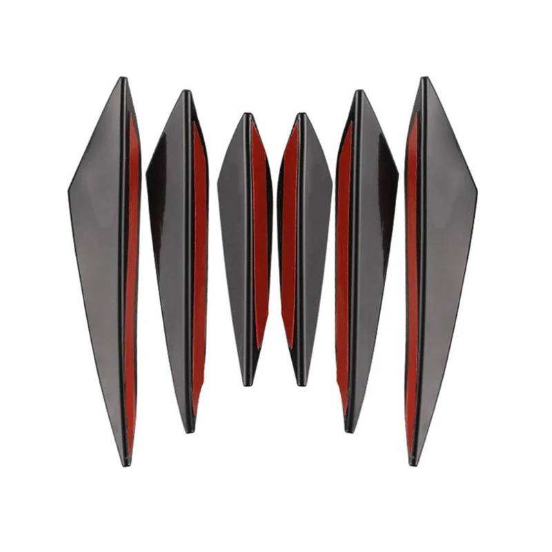 Frontspoiler 4/6 Stücke Auto Tuning Canard Decor Universal Front Stoßstange Lip Dekoration Diffusor Splitter Flossen Körper Spoiler Canards Valence Chin Spoilerlippe(6PCS Black) von ODKBFG