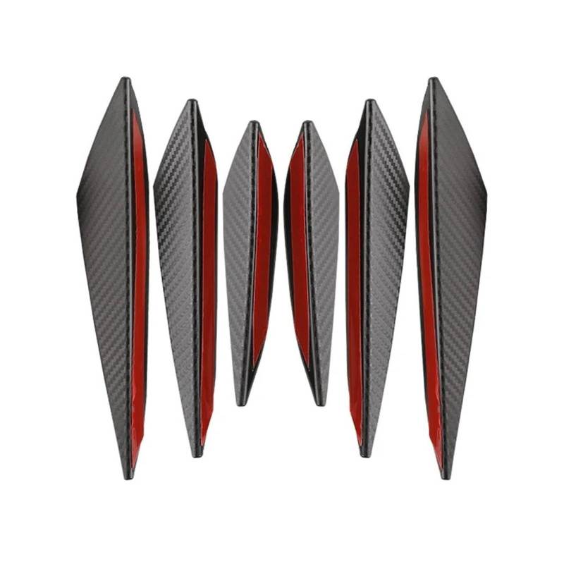 Frontspoiler 4/6 Stücke Auto Tuning Canard Decor Universal Front Stoßstange Lip Dekoration Diffusor Splitter Flossen Körper Spoiler Canards Valence Chin Spoilerlippe(6PCS Carbon Fiber) von ODKBFG