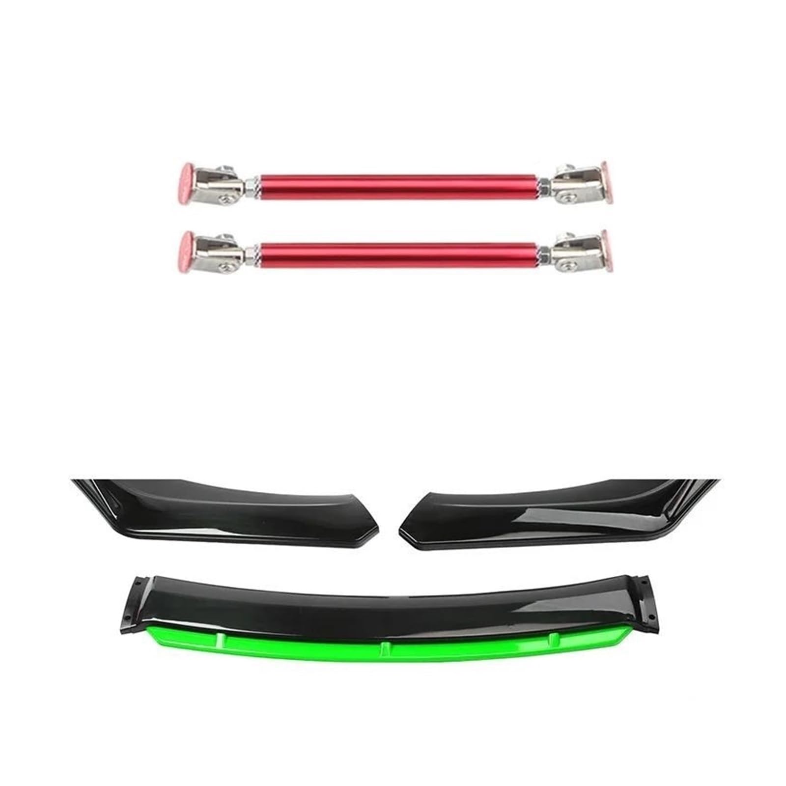 Frontspoiler 4 STÜCKE ABS Kunststoff Kohlefaser Universal Autozubehör Auto Frontstoßstange Lip Body Kit Spoiler Splitter Diffusor Splitter Spoilerlippe(15cm red 3) von ODKBFG