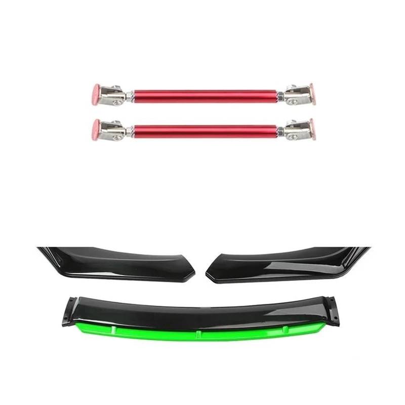 Frontspoiler 4 STÜCKE ABS Kunststoff Kohlefaser Universal Autozubehör Auto Frontstoßstange Lip Body Kit Spoiler Splitter Diffusor Splitter Spoilerlippe(15cm red 3) von ODKBFG