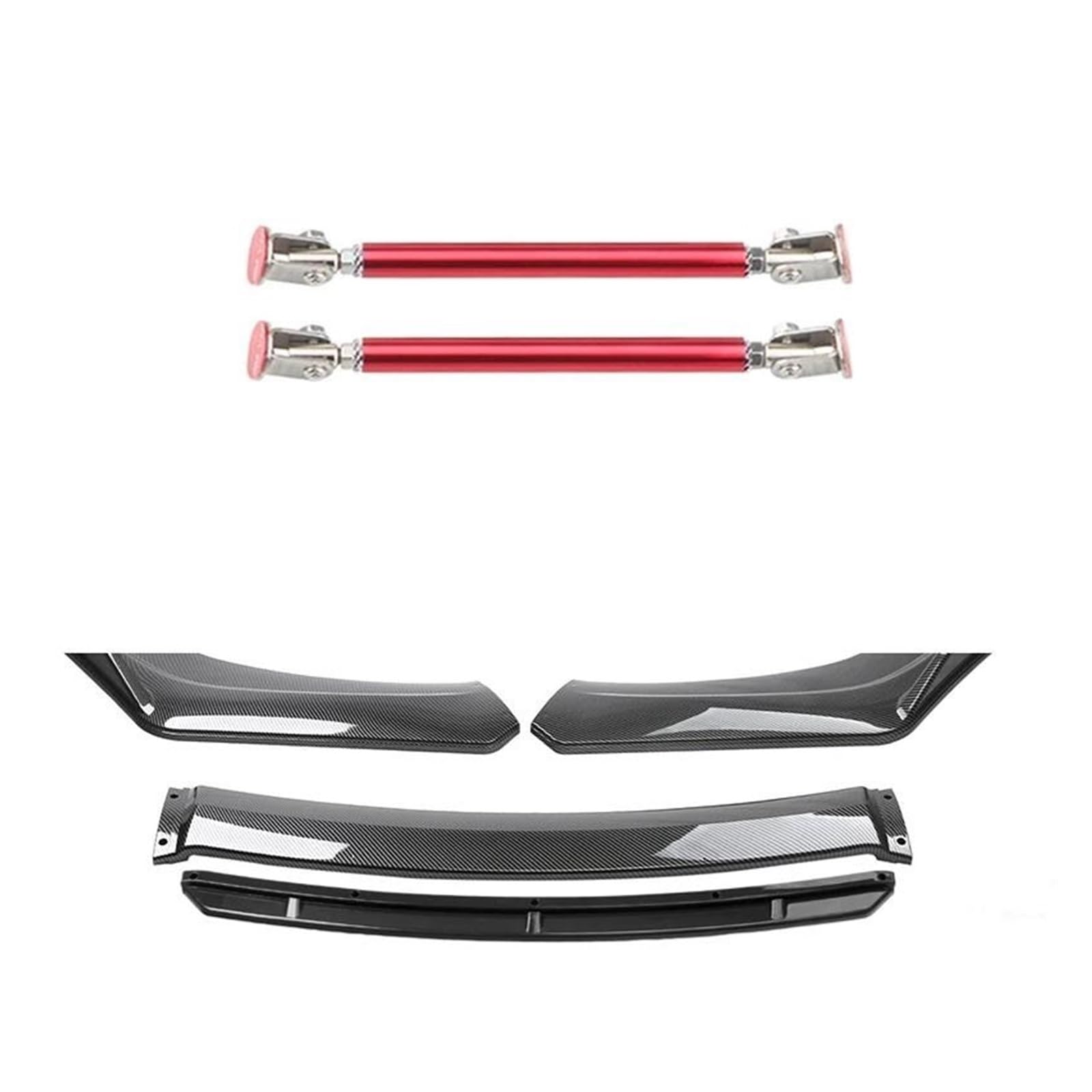 Frontspoiler 4 STÜCKE ABS Kunststoff Kohlefaser Universal Autozubehör Auto Frontstoßstange Lip Body Kit Spoiler Splitter Diffusor Splitter Spoilerlippe(15cm red 5) von ODKBFG