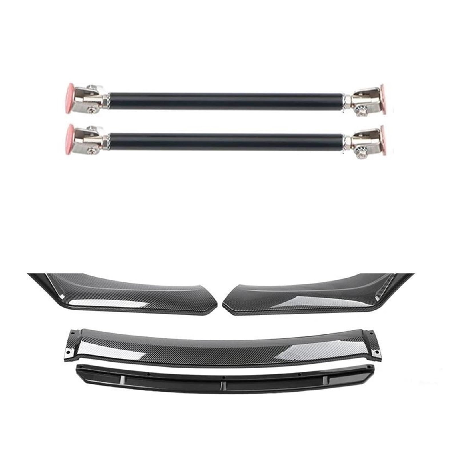 Frontspoiler 4 STÜCKE ABS Kunststoff Kohlefaser Universal Autozubehör Auto Frontstoßstange Lip Body Kit Spoiler Splitter Diffusor Splitter Spoilerlippe(20cm Black 4) von ODKBFG