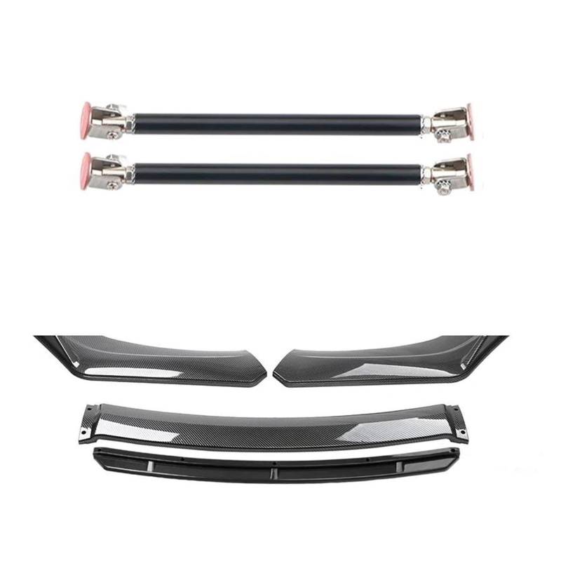 Frontspoiler 4 STÜCKE ABS Kunststoff Kohlefaser Universal Autozubehör Auto Frontstoßstange Lip Body Kit Spoiler Splitter Diffusor Splitter Spoilerlippe(20cm Black 4) von ODKBFG