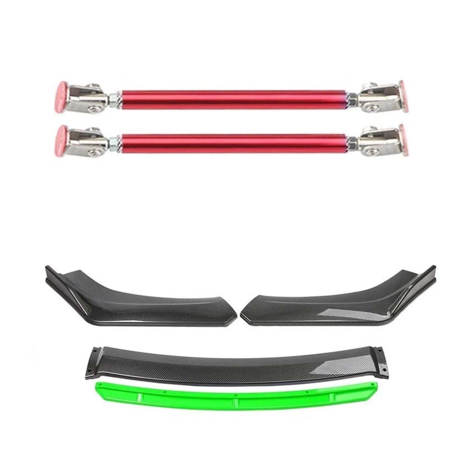 Frontspoiler 4 STÜCKE ABS Kunststoff Kohlefaser Universal Autozubehör Auto Frontstoßstange Lip Body Kit Spoiler Splitter Diffusor Splitter Spoilerlippe(20cm red 8) von ODKBFG