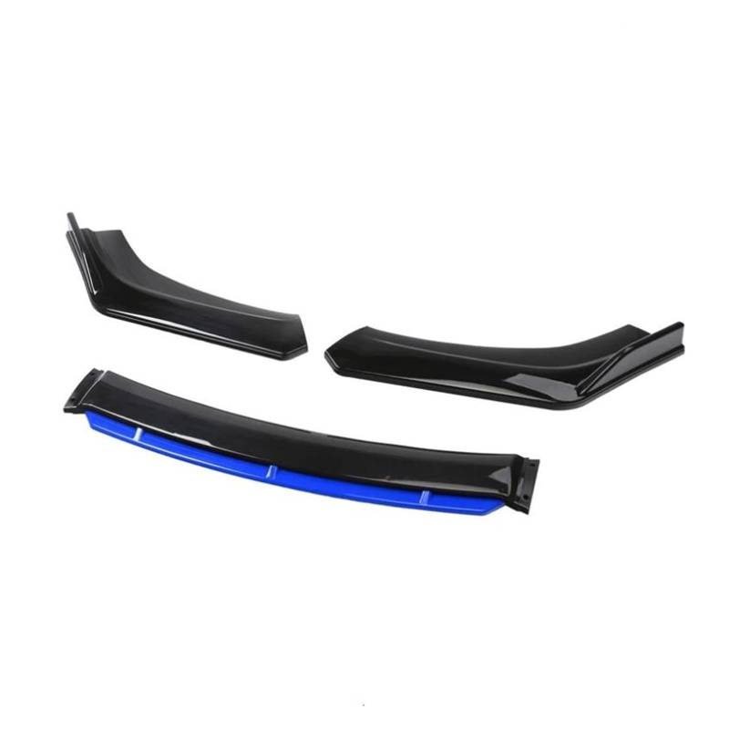 Frontspoiler 4 STÜCKE ABS Kunststoff Kohlefaser Universal Autozubehör Auto Frontstoßstange Lip Body Kit Spoiler Splitter Diffusor Splitter Spoilerlippe(Black and Blue) von ODKBFG