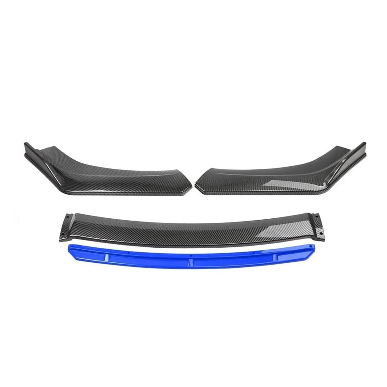 Frontspoiler 4 STÜCKE ABS Kunststoff Kohlefaser Universal Autozubehör Auto Frontstoßstange Lip Body Kit Spoiler Splitter Diffusor Splitter Spoilerlippe(Carbon and Blue) von ODKBFG