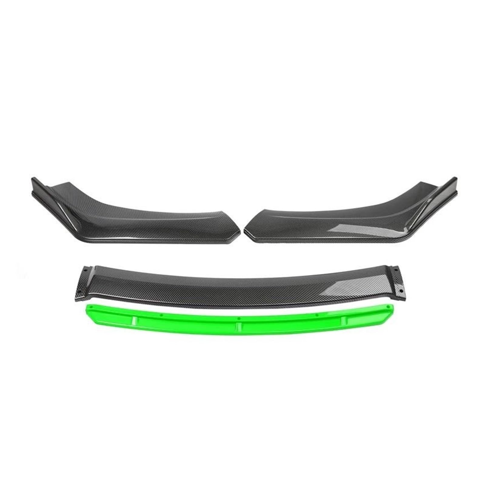 Frontspoiler 4 STÜCKE ABS Kunststoff Kohlefaser Universal Autozubehör Auto Frontstoßstange Lip Body Kit Spoiler Splitter Diffusor Splitter Spoilerlippe(Carbon and Green) von ODKBFG