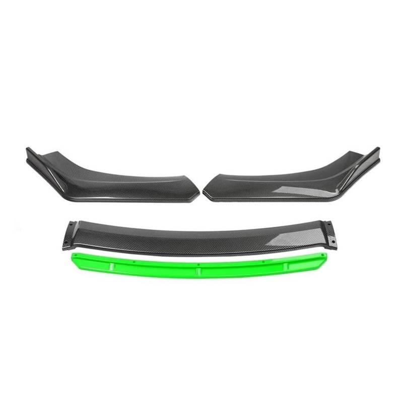 Frontspoiler 4 STÜCKE ABS Kunststoff Kohlefaser Universal Autozubehör Auto Frontstoßstange Lip Body Kit Spoiler Splitter Diffusor Splitter Spoilerlippe(Carbon and Green) von ODKBFG