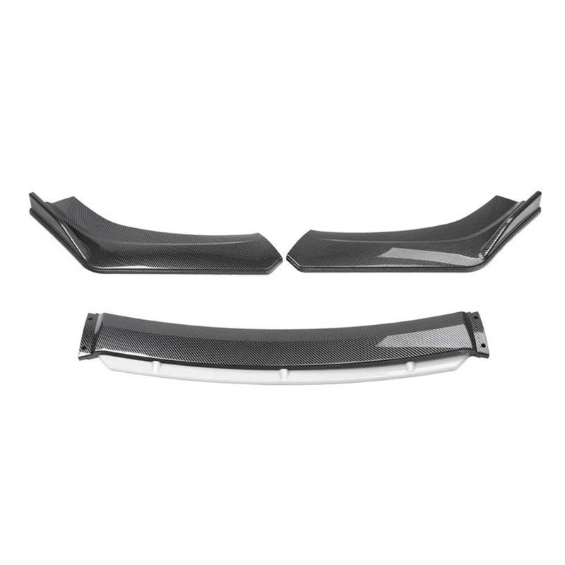 Frontspoiler 4 STÜCKE ABS Kunststoff Kohlefaser Universal Autozubehör Auto Frontstoßstange Lip Body Kit Spoiler Splitter Diffusor Splitter Spoilerlippe(Carbon and White) von ODKBFG