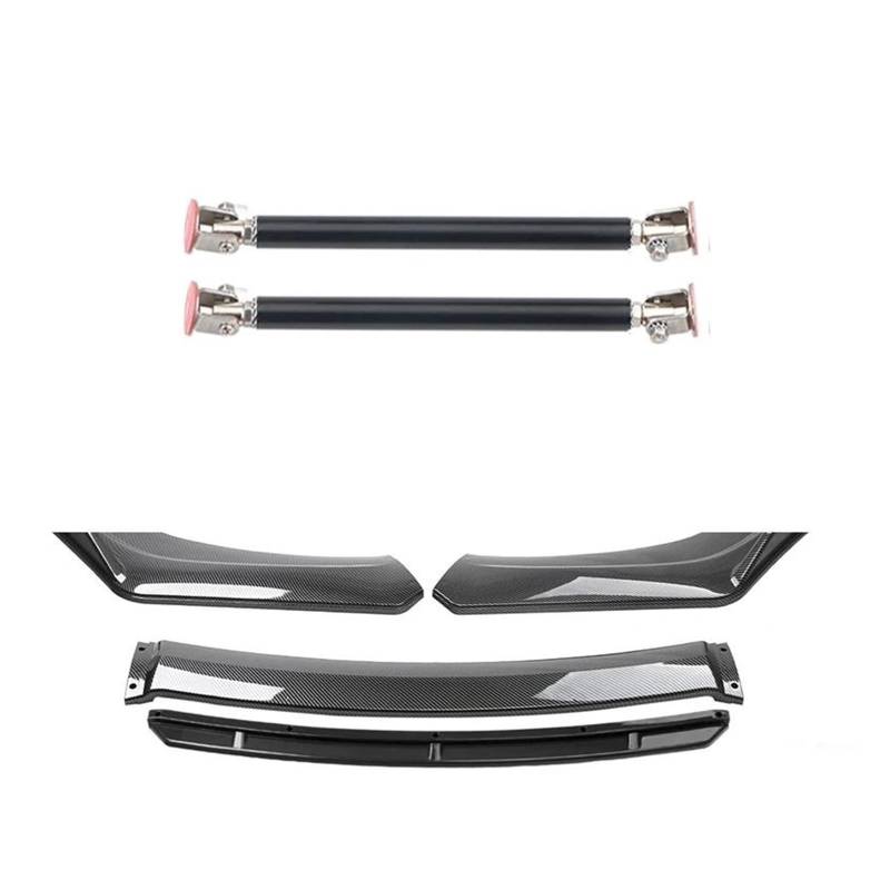 Frontspoiler 4 STÜCKE Universal ABS Kunststoff Kohlefaser Autozubehör Auto Vorderen Stoßfänger Lip Body Kit Spoiler Splitter Diffusor Splitter Spoilerlippe(15cm Black 5) von ODKBFG
