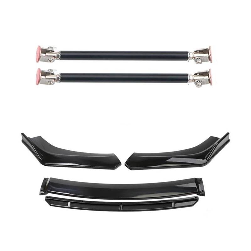 Frontspoiler 4 STÜCKE Universal ABS Kunststoff Kohlefaser Autozubehör Auto Vorderen Stoßfänger Lip Body Kit Spoiler Splitter Diffusor Splitter Spoilerlippe(20cm Black 5) von ODKBFG