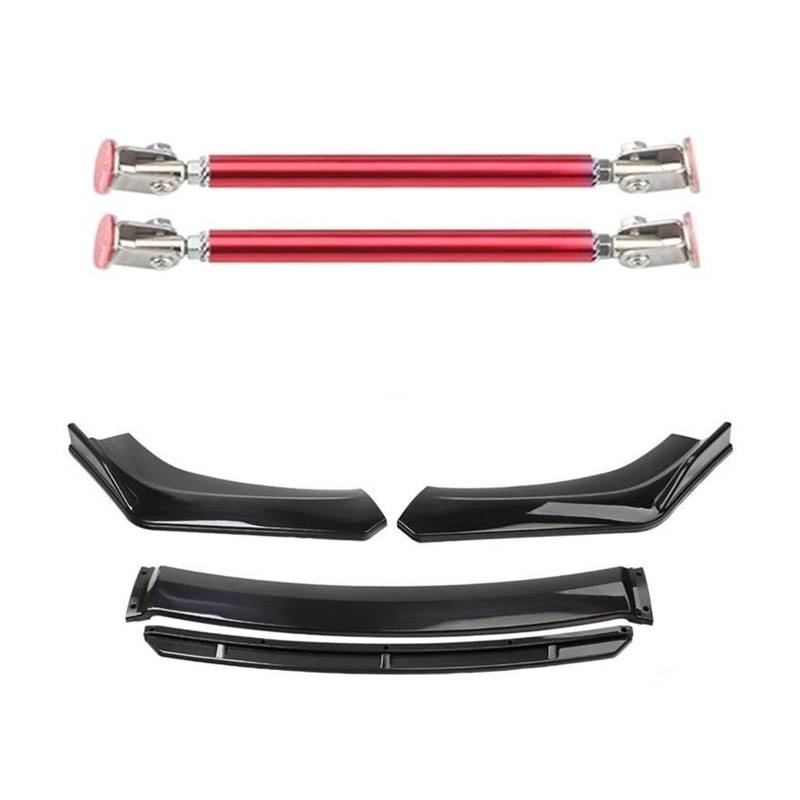 Frontspoiler 4 STÜCKE Universal ABS Kunststoff Kohlefaser Autozubehör Auto Vorderen Stoßfänger Lip Body Kit Spoiler Splitter Diffusor Splitter Spoilerlippe(20cm red 4) von ODKBFG