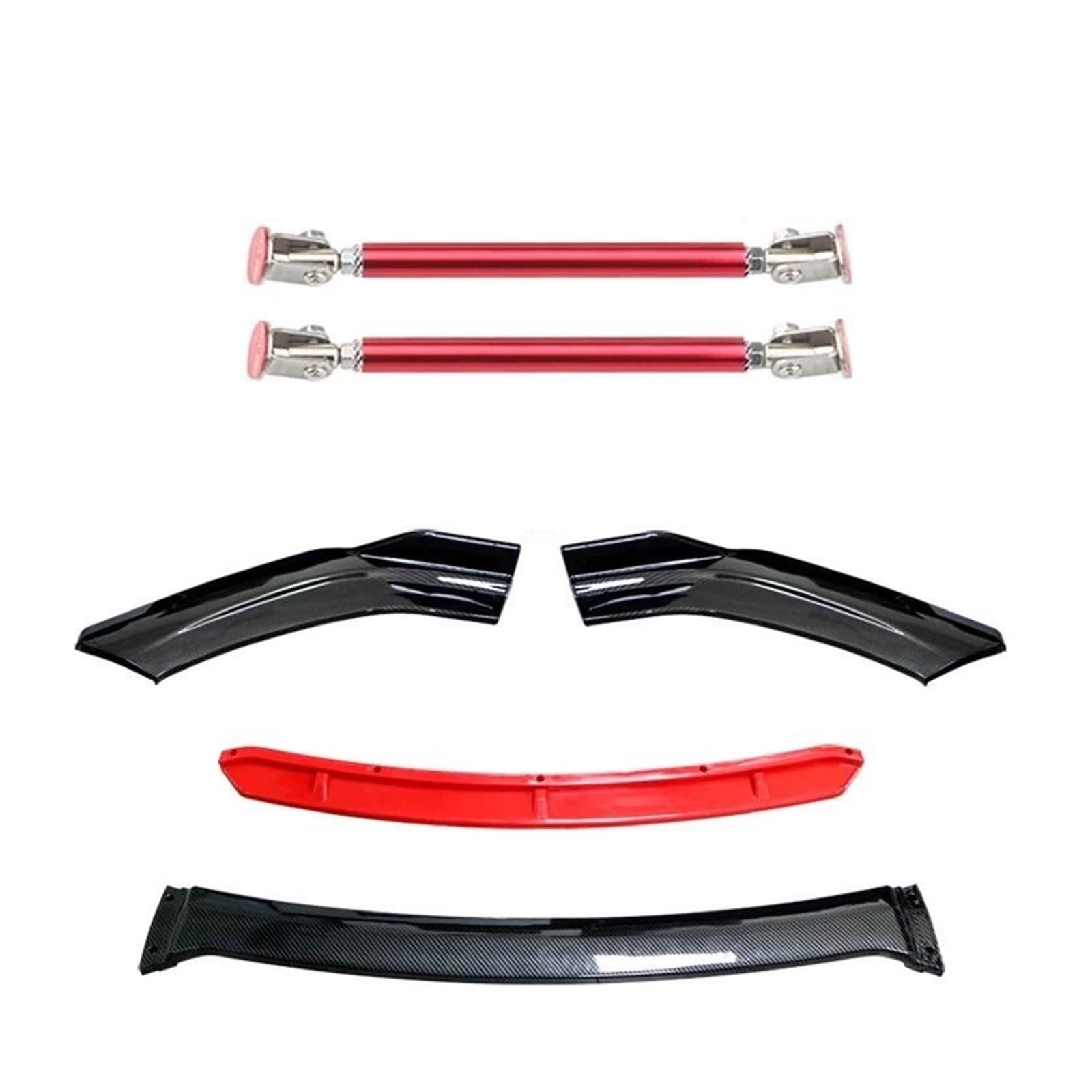 Frontspoiler 4 STÜCKE Universal Auto Frontstoßstange Lip Body Kit Spoiler Splitter Diffusor Weiß Carbon Fiber Splitter ABS Kunststoff Autozubehör Spoilerlippe(15cm red 6) von ODKBFG