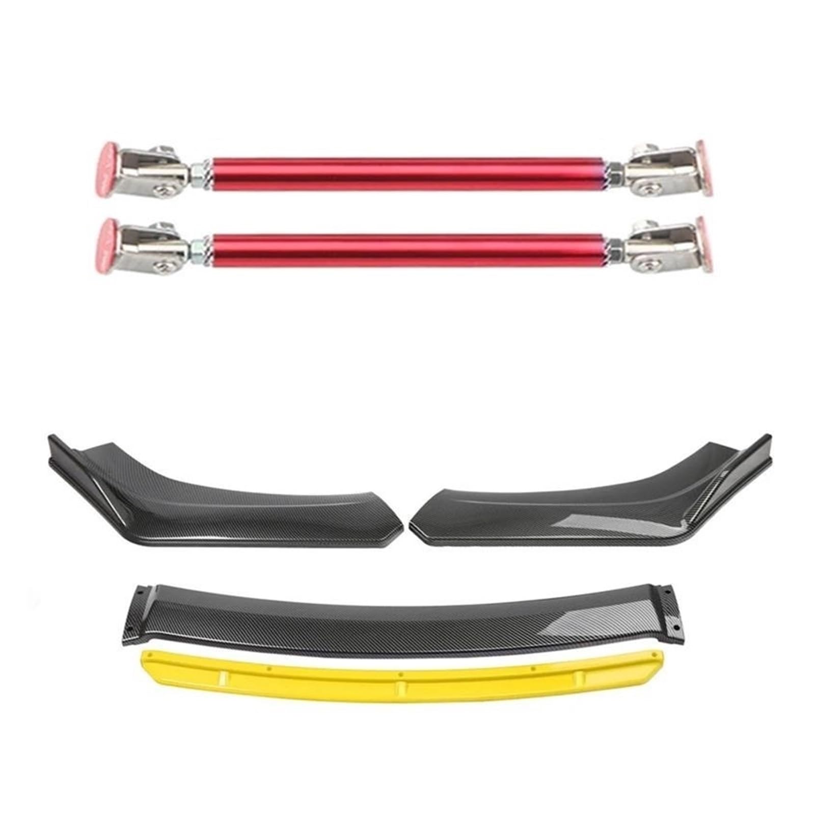 Frontspoiler 4 STÜCKE Universal Auto Frontstoßstange Lip Body Kit Spoiler Splitter Diffusor Weiß Carbon Fiber Splitter ABS Kunststoff Autozubehör Spoilerlippe(20cm red 7) von ODKBFG