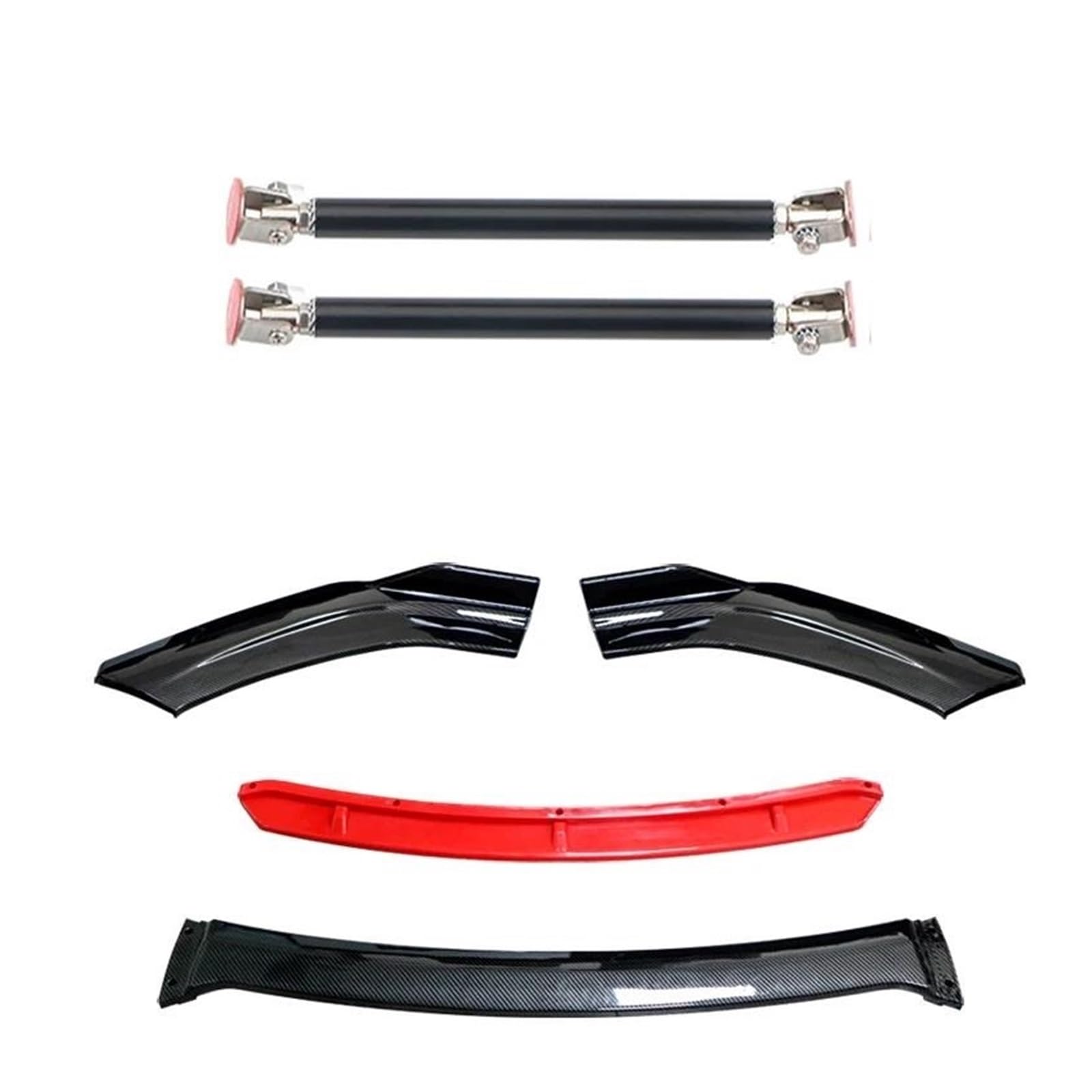 Frontspoiler 4 STÜCKE Universal Autozubehör Auto Frontstoßstange Lip Body Kit Spoiler Splitter Diffusor Splitter ABS Kunststoff Kohlefaser Spoilerlippe(15cm Black 6) von ODKBFG