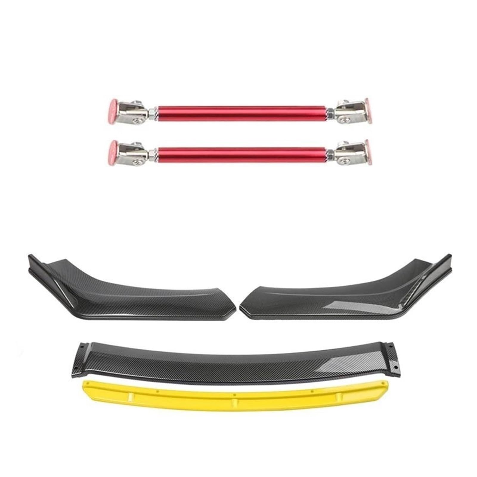 Frontspoiler 4 STÜCKE Universal Autozubehör Auto Frontstoßstange Lip Body Kit Spoiler Splitter Diffusor Splitter ABS Kunststoff Kohlefaser Spoilerlippe(15cm red 7) von ODKBFG