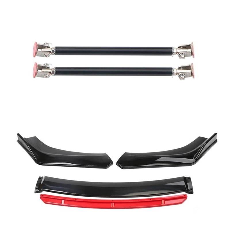 Frontspoiler 4 STÜCKE Universal Autozubehör Auto Frontstoßstange Lip Body Kit Spoiler Splitter Diffusor Splitter ABS Kunststoff Kohlefaser Spoilerlippe(20cm Black 1) von ODKBFG