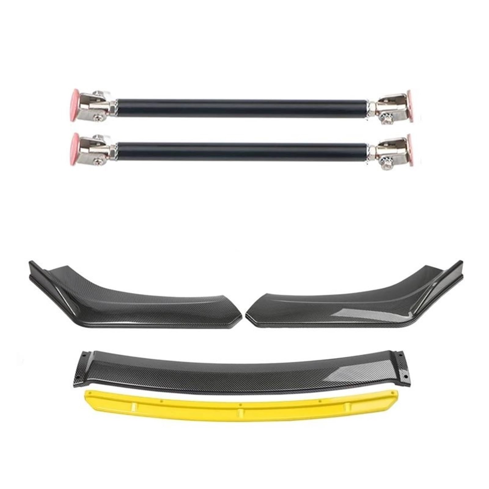 Frontspoiler 4 STÜCKE Universal Autozubehör Auto Frontstoßstange Lip Body Kit Spoiler Splitter Diffusor Splitter ABS Kunststoff Kohlefaser Spoilerlippe(20cm Black 7) von ODKBFG