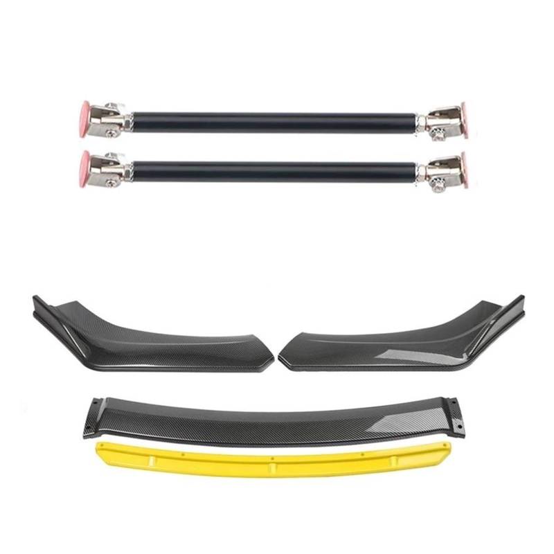 Frontspoiler 4 STÜCKE Universal Autozubehör Auto Frontstoßstange Lip Body Kit Spoiler Splitter Diffusor Splitter ABS Kunststoff Kohlefaser Spoilerlippe(20cm Black 7) von ODKBFG