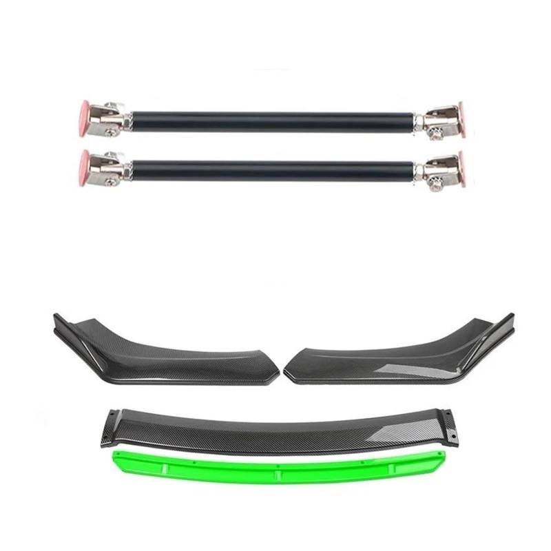 Frontspoiler 4 STÜCKE Universal Autozubehör Auto Frontstoßstange Lip Body Kit Spoiler Splitter Diffusor Splitter ABS Kunststoff Kohlefaser Spoilerlippe(20cm Black 8) von ODKBFG