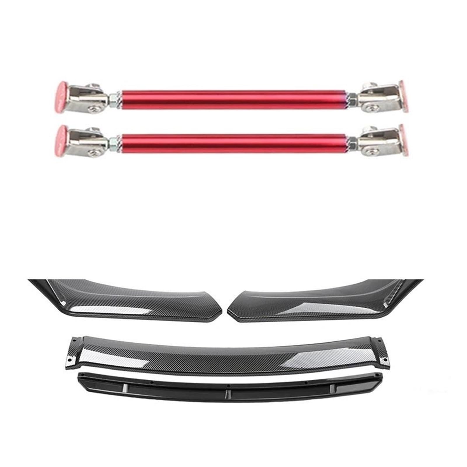 Frontspoiler 4 STÜCKE Universal Autozubehör Auto Frontstoßstange Lip Body Kit Spoiler Splitter Diffusor Splitter ABS Kunststoff Kohlefaser Spoilerlippe(20cm red 5) von ODKBFG