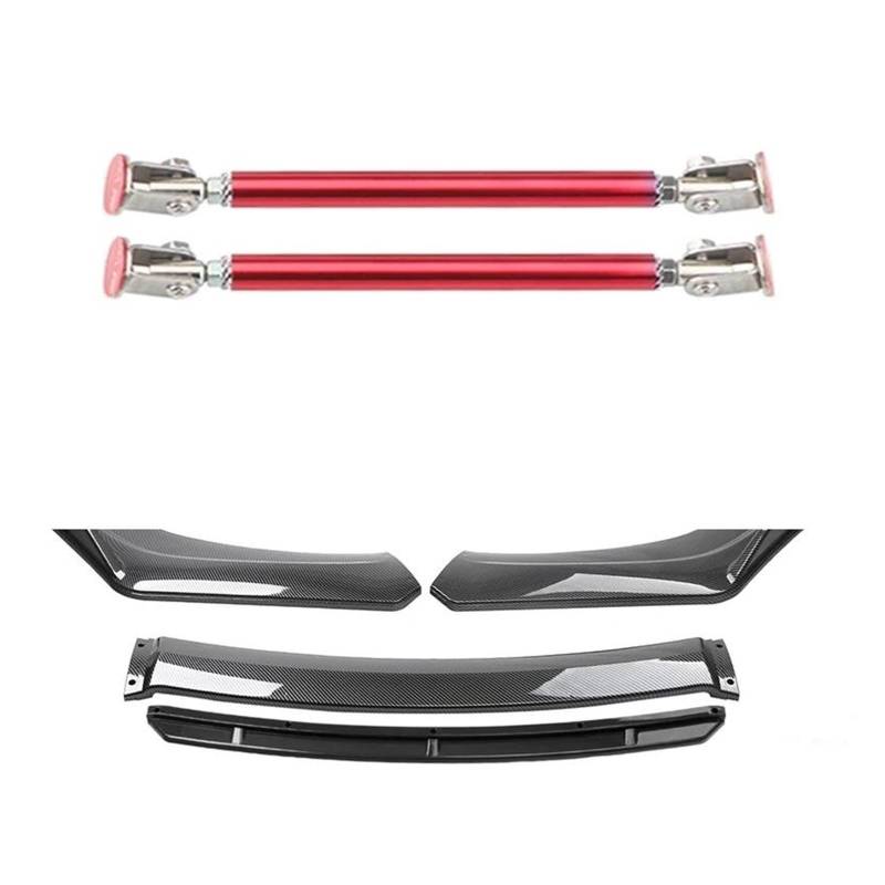 Frontspoiler 4 STÜCKE Universal Autozubehör Auto Frontstoßstange Lip Body Kit Spoiler Splitter Diffusor Splitter ABS Kunststoff Kohlefaser Spoilerlippe(20cm red 5) von ODKBFG