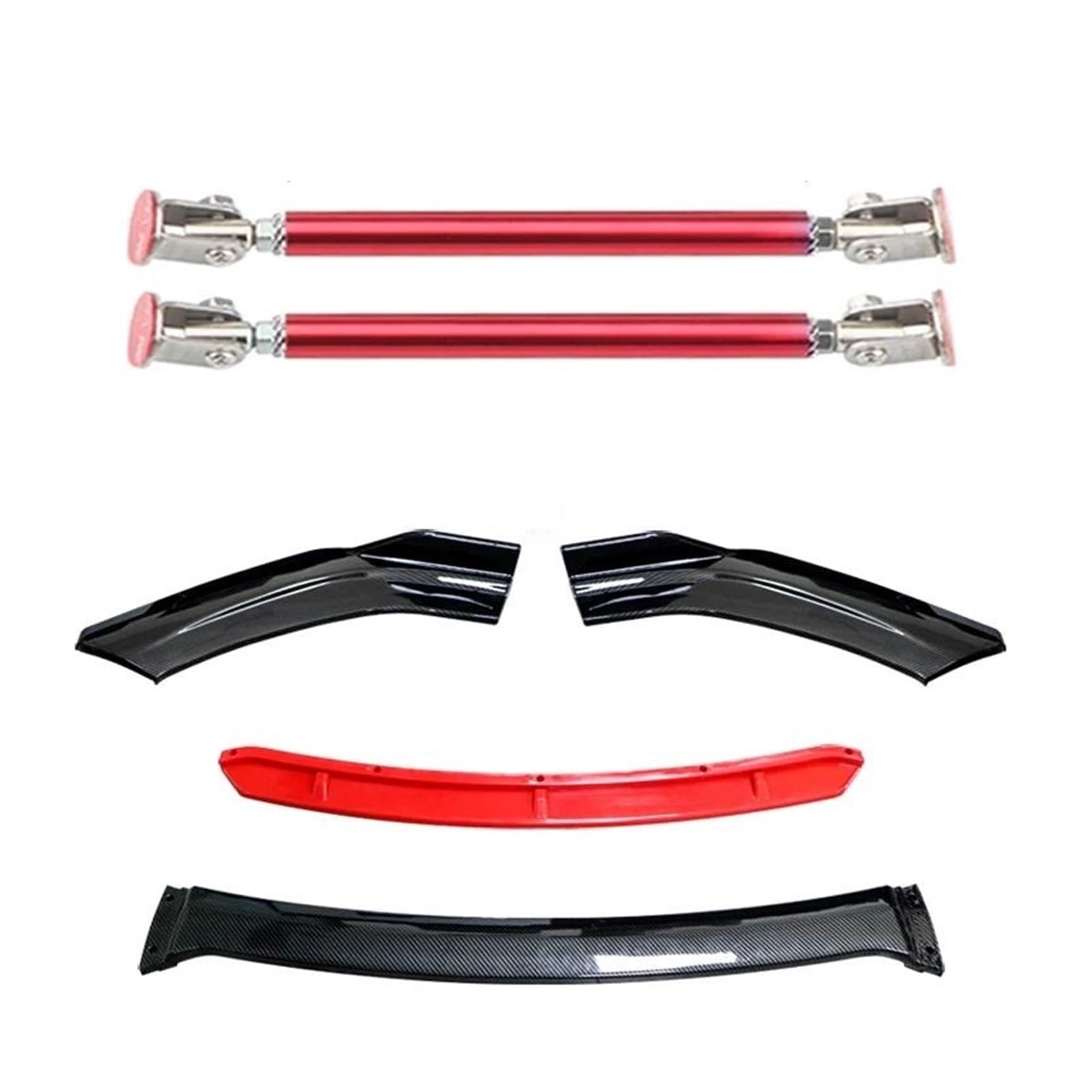 Frontspoiler 4 STÜCKE Universal Autozubehör Auto Frontstoßstange Lip Body Kit Spoiler Splitter Diffusor Splitter ABS Kunststoff Kohlefaser Spoilerlippe(20cm red 6) von ODKBFG