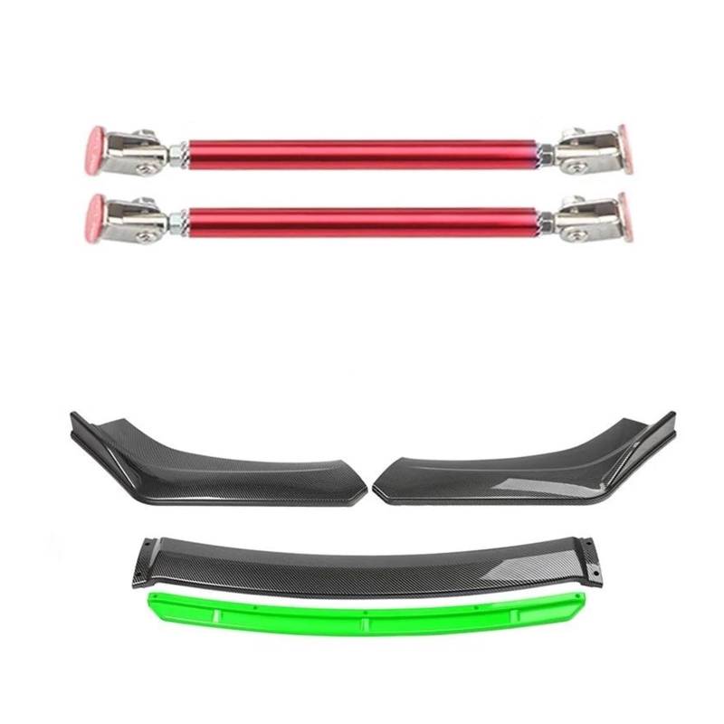 Frontspoiler 4 STÜCKE Universal Autozubehör Auto Frontstoßstange Lip Body Kit Spoiler Splitter Diffusor Splitter ABS Kunststoff Kohlefaser Spoilerlippe(20cm red 8) von ODKBFG