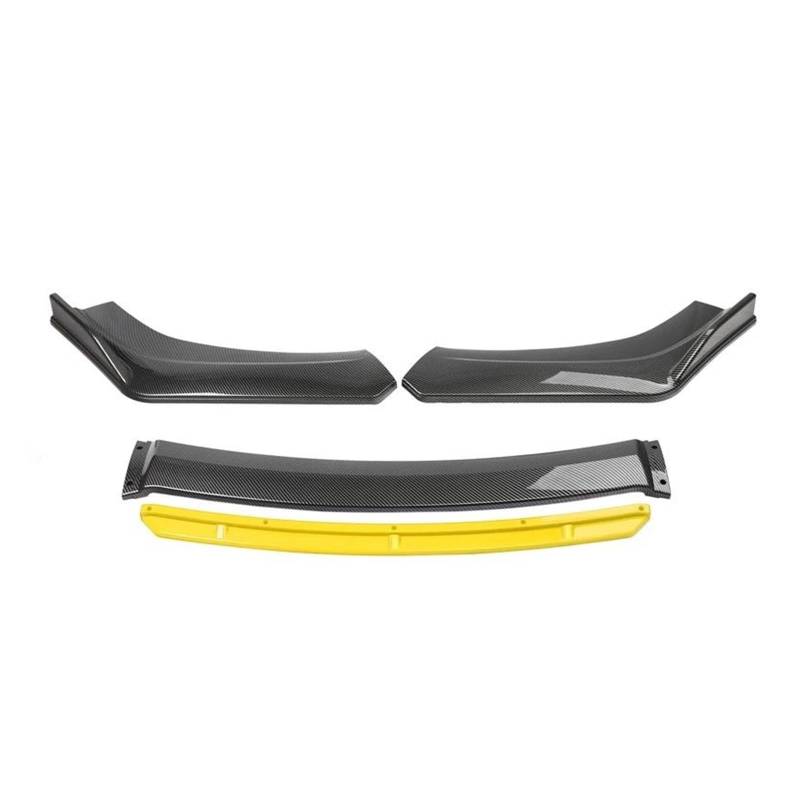 Frontspoiler 4 STÜCKE Universal Autozubehör Auto Frontstoßstange Lip Body Kit Spoiler Splitter Diffusor Splitter ABS Kunststoff Kohlefaser Spoilerlippe(Carbon and Yellow) von ODKBFG