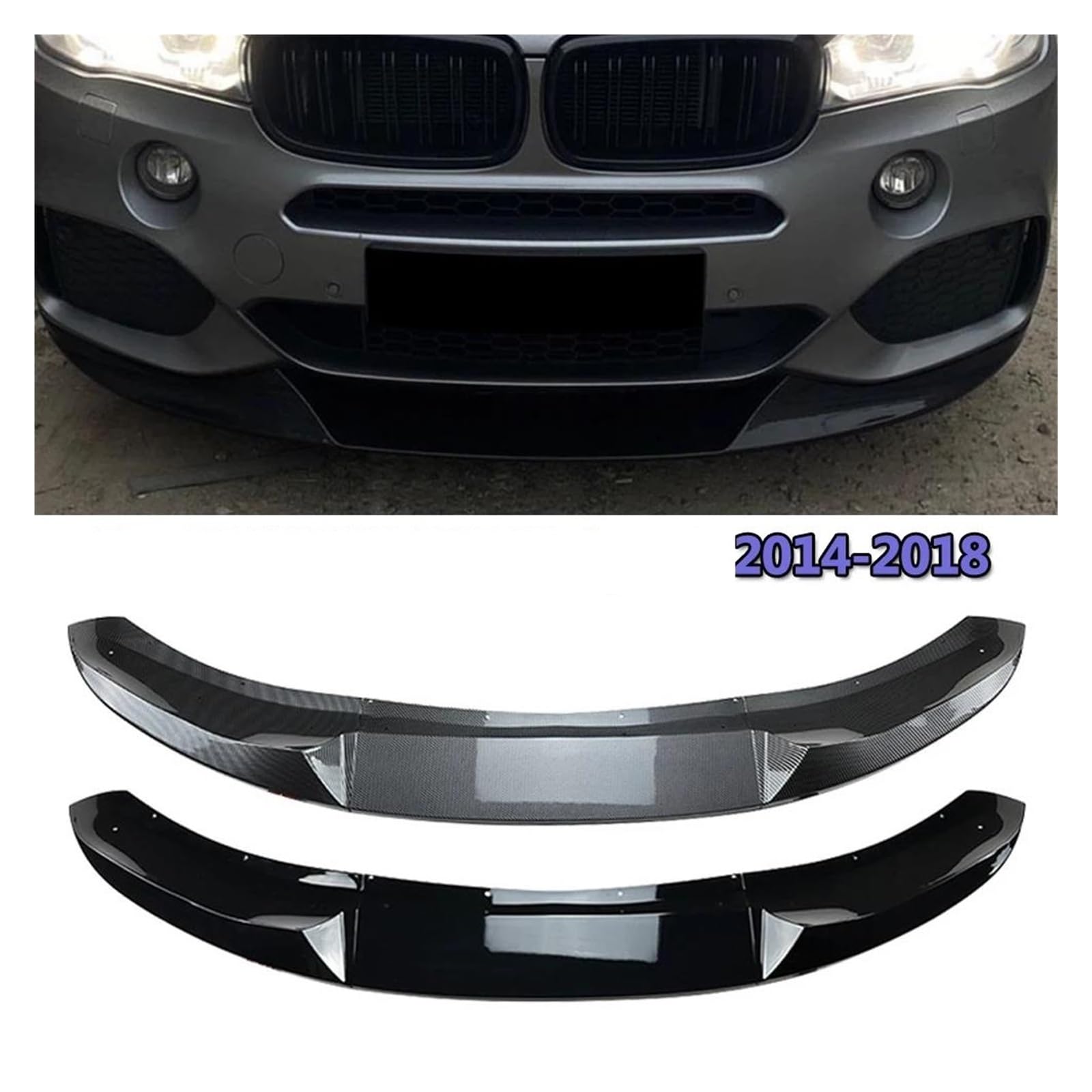 Frontspoiler Auto Front Stoßstange Splitter Lip Body Kit Spoiler Glanz Schwarz Canard Zubehör Für X5 F15 Sport 2014 2015 2016 2017 2018 Spoilerlippe(Kohlefaser) von ODKBFG