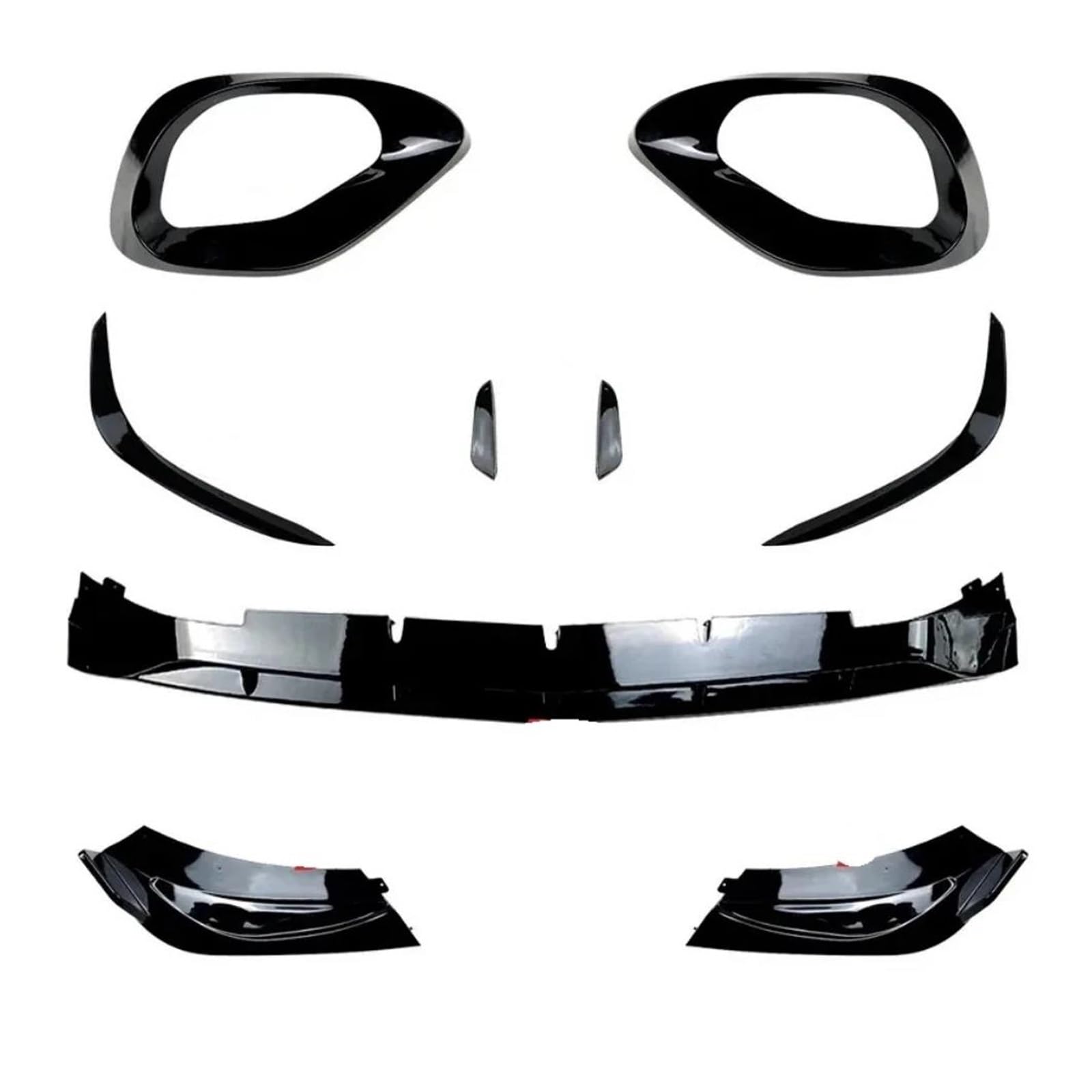 Frontspoiler Für Benz Für C-Klasse W206 Für AMG C200 C260 2022 Frontspoilerlippe Frontlippe Unterer Kühlergrill Dekoratives Kit Spoilerlippe(9PCS Bright Black) von ODKBFG