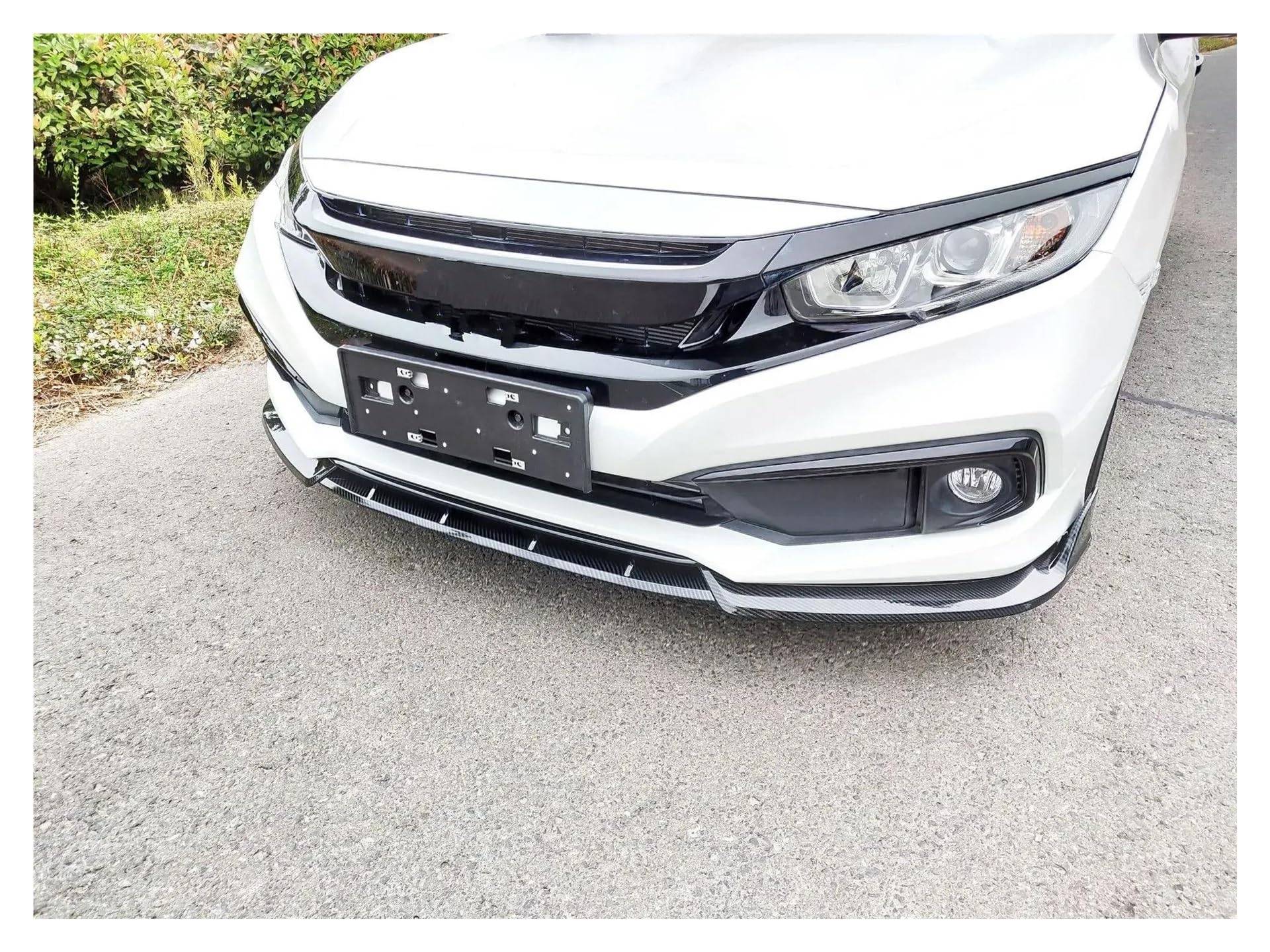 Frontspoiler Für Civic Für Limousine 2019 20 2021 Front Stoßstange Splitter Lip Diffusor Spoiler Carbon Oberfläche Rock Körper Kit Spoilerlippe(Carbon Surface) von ODKBFG