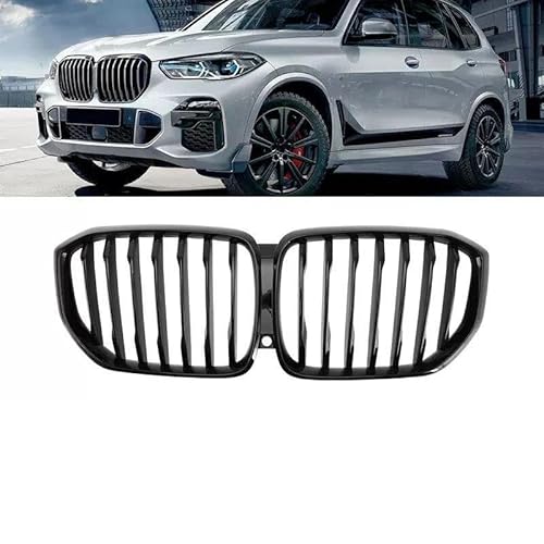 Kühler Auto Front Nieren Grills Kühlergrill Glanz Schwarz Silber Diamant Sport Stil Tuning Für X5 G05 2019 2020 2021 2022 2023 Grill(Gloss Black I) von ODKBFG