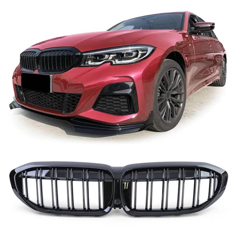Kühler Frontstoßstangenhaube Nierengrill Renngitter Ersatz Black Diamond Meteor Style Für G20 3er G20 G21 G28 2019-2022 Grill(Style1-Gloss Black) von ODKBFG