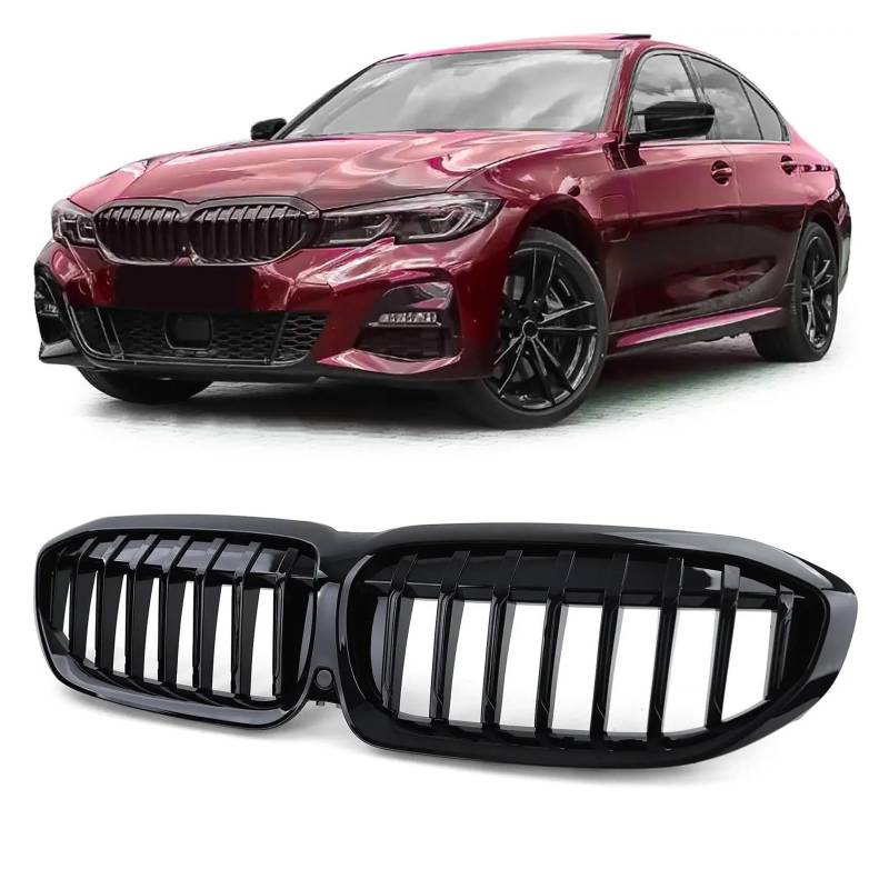 Kühler Frontstoßstangenhaube Nierengrill Renngitter Ersatz Black Diamond Meteor Style Für G20 3er G20 G21 G28 2019-2022 Grill(Style2-Glossy Black) von ODKBFG