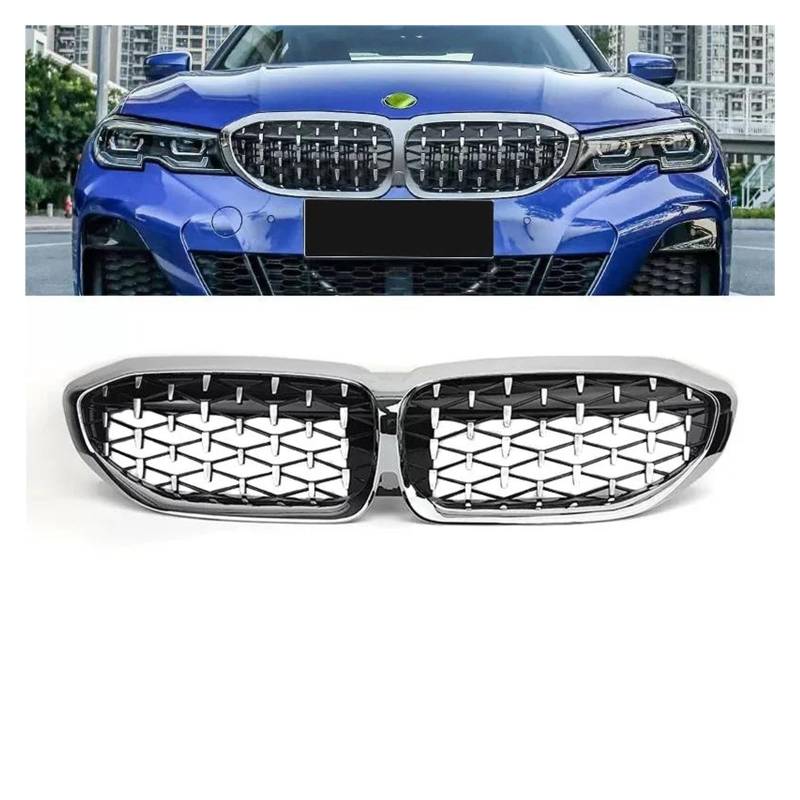 Kühler Für 3er G20 318i 320i M340i M3 Kühlergrill SCHWARZ Diamant Front Nierengrill Sport 2019 2020 2021 2022 2023 Grill(19-22 Silver) von ODKBFG