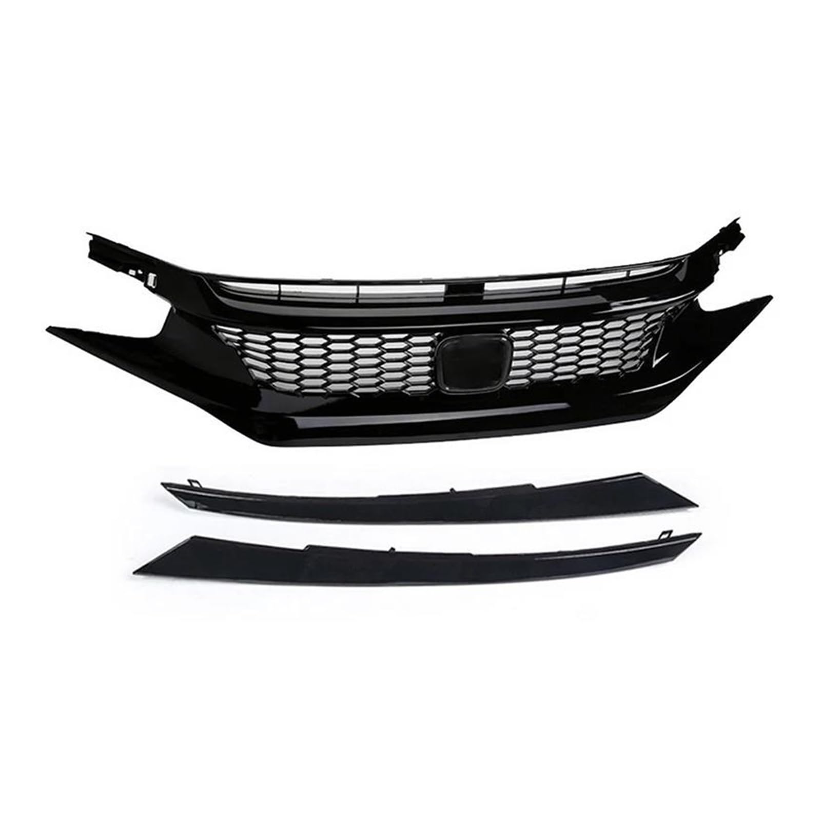Kühler Für Civic 10th Gen 2016-2021 Auto Grid Splitter Oberen Stoßfänger Haube Mesh Grills Außen Schwarz Front Grille Racing Grill Net Grill(16-18 Type 2) von ODKBFG