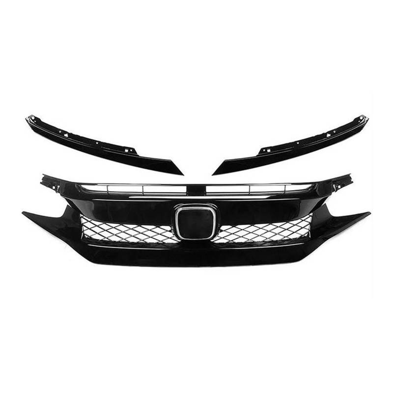 Kühler Für Civic 10th Gen 2016-2021 Auto Grid Splitter Oberen Stoßfänger Haube Mesh Grills Außen Schwarz Front Grille Racing Grill Net Grill(19-20 TR Type 1) von ODKBFG