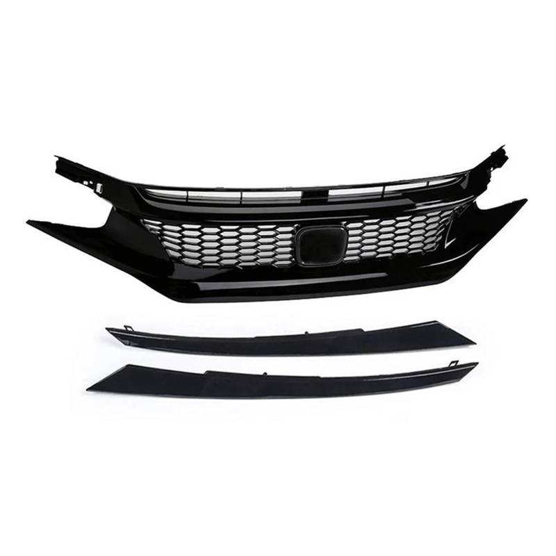Kühler Für Civic 10th Gen 2016-2021 Auto Grid Splitter Oberen Stoßfänger Haube Mesh Grills Außen Schwarz Front Grille Racing Grill Net Grill(19-20 Type 2) von ODKBFG