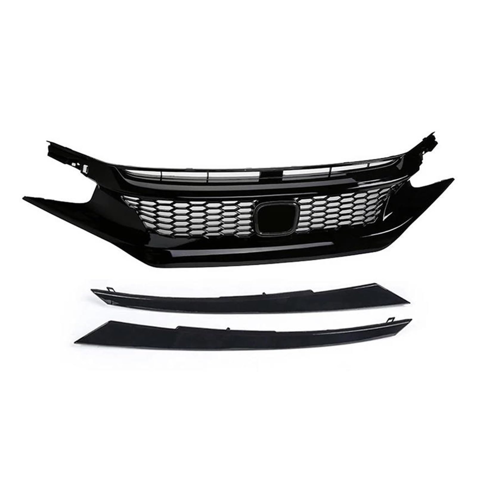 Kühler Für Civic 10th Gen 2016-2021 Auto Grid Splitter Oberen Stoßfänger Haube Mesh Grills Außen Schwarz Front Grille Racing Grill Net Grill(2021 Type 2) von ODKBFG
