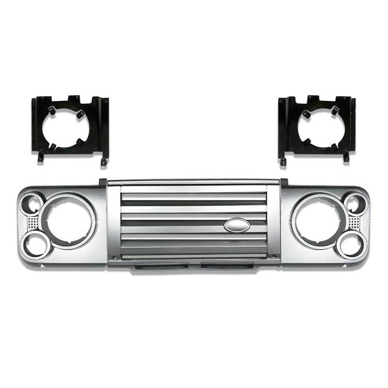 Kühler Für Land Für Rover Für Defender Für SVX Fahrzeug Autoteile Auto-Styling Tuing Vorne Mitte ABS Adventure Edition Style Kühlergrill Grill(Silber) von ODKBFG