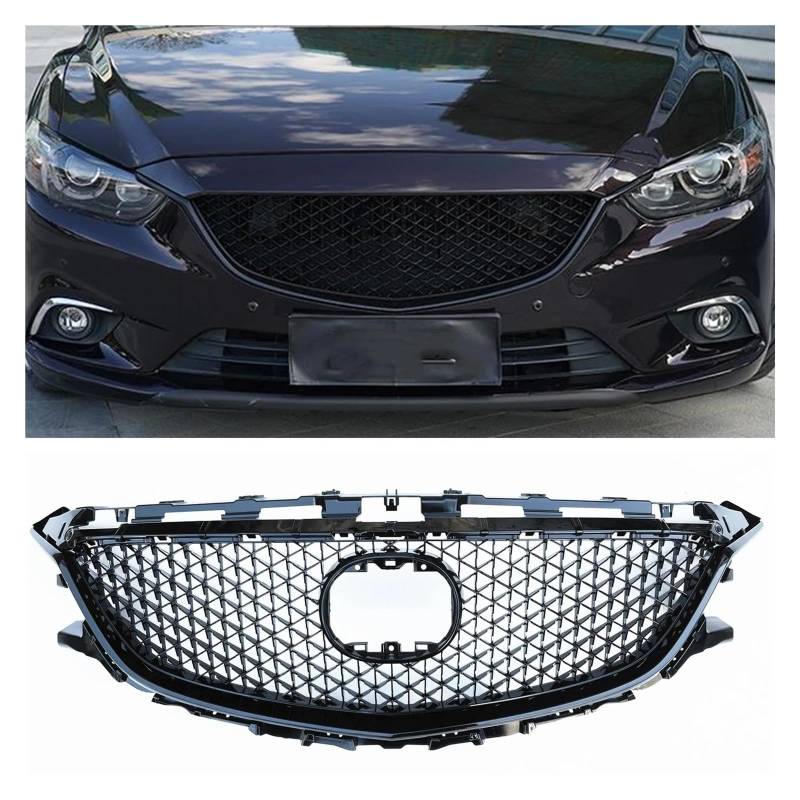 Kühler Für Mazda 6 2014-2016 Kühlergrill Racing Grills Waben Stil Schwarz Auto Oberen Stoßfänger Haube Ansaugabdeckung Mesh Kit Gitter Grill von ODKBFG