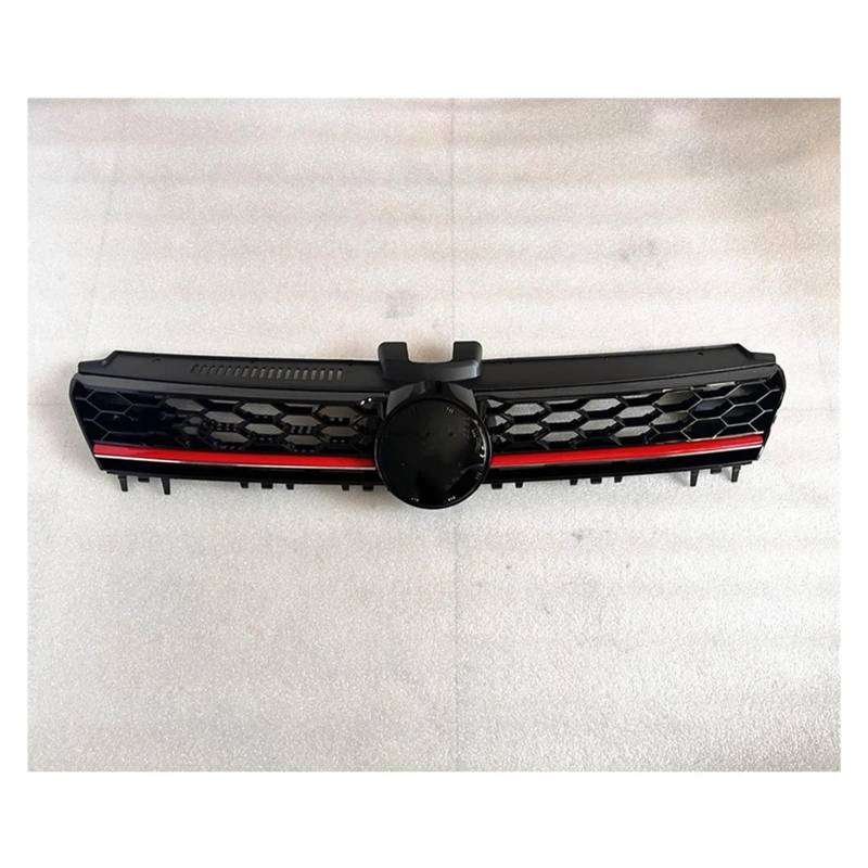 Kühler Für VW Für Golf7 MK7 2014 2015 2016 2017 Auto Vorderen Stoßfänger Kühlergrill Mitte Racing Grill Für GTI Stil Honeycomb Mesh Grill(Red Line) von ODKBFG