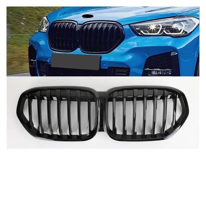 Kühler Für X1 F48 2020 2021 2022 SUV SDrive18i SDrive20i XDrive20i Auto-Tuning Front Gloss Black Nieren Diamant Grille Grill(GB Single Slat) von ODKBFG