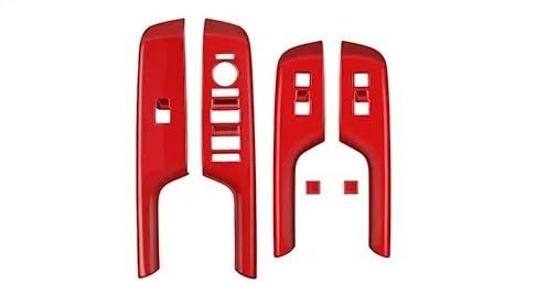 Panel Abdeckung LHD Für Hyundai Für KONA 2024 2025 ABS Carbon Faser Auto Tür Armlehne Panel Fensterheber Schalter Taste Abdeckung Trim Zubehör Abdeckung Trim(Abs red) von ODKBFG